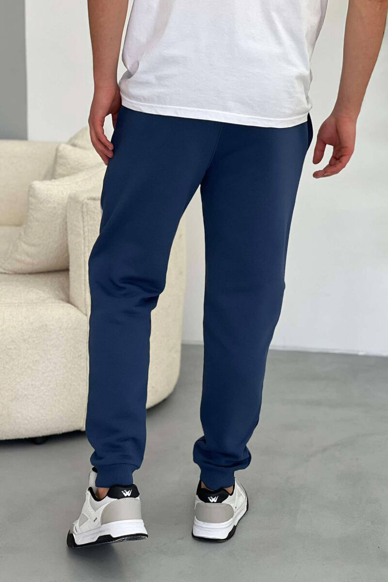 LACING ELASTIC WAIST MEN SWEATPANTS IN BLUE COLOR - 3