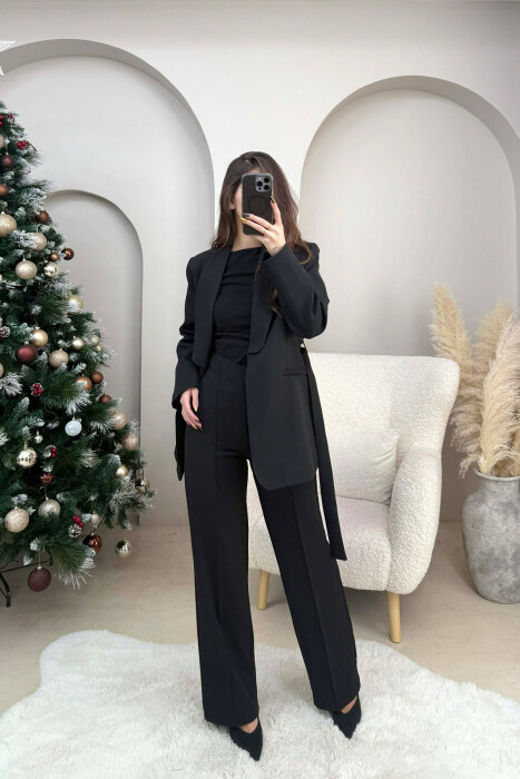 LACING JACKET+TROUSERS ONE COLOR WOMEN SET BLACK/ E ZEZE - 