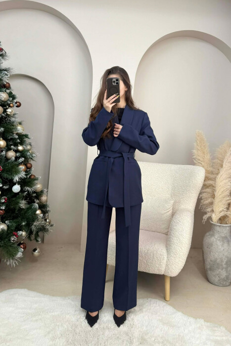 LACING JACKET+TROUSERS ONE COLOR WOMEN SET BLUE/BLU 