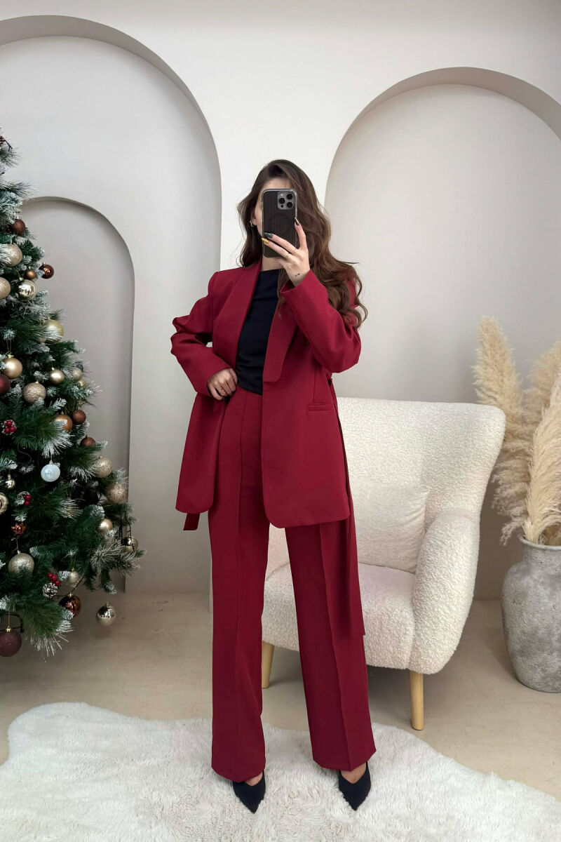 LACING JACKET+TROUSERS ONE COLOR WOMEN SET BURGUNDY/VISHNJE - 2