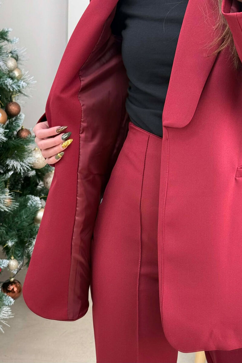 LACING JACKET+TROUSERS ONE COLOR WOMEN SET BURGUNDY/VISHNJE - 3