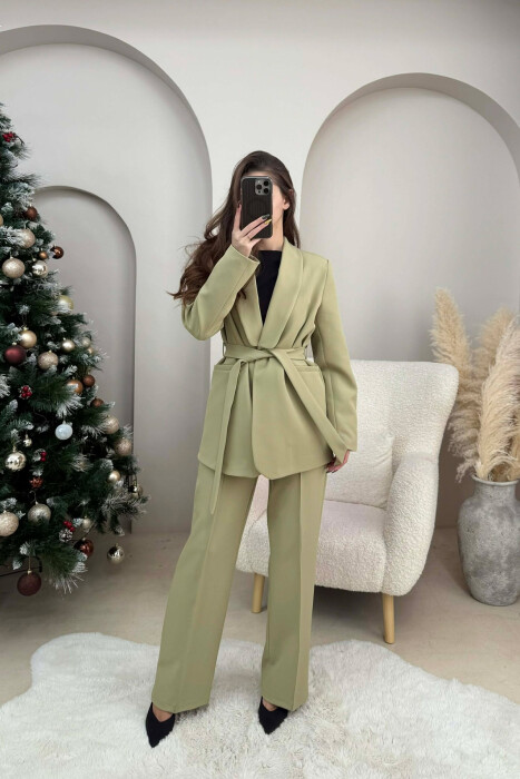LACING JACKET+TROUSERS ONE COLOR WOMEN SET OLIVE/ULLI - 