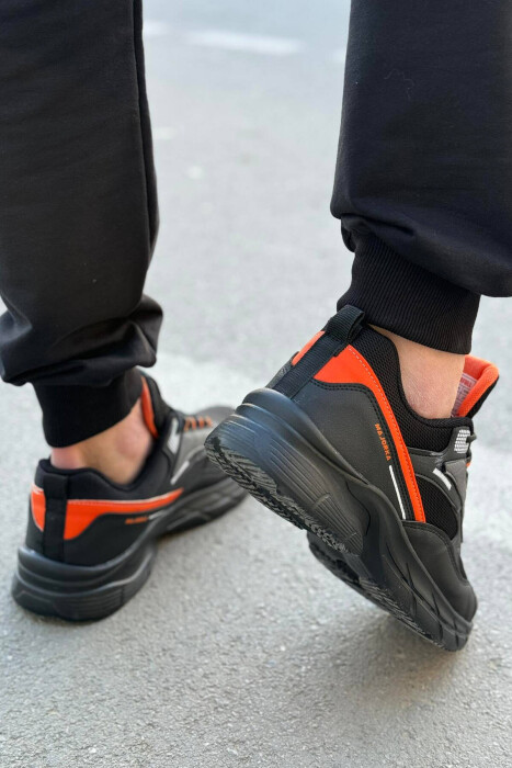 LACING LINES DIFFERENT COLORS MEN SNEAKERS BLACK+ORANGE/ZEPO - 3