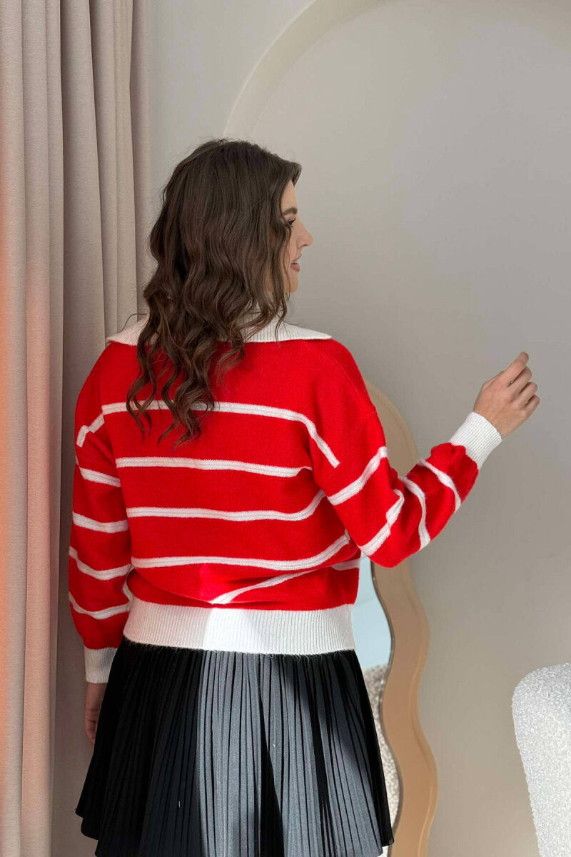 LACING LINES POLO NECK WOMAN SWEATER RED/E KUQE - 3