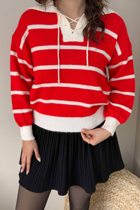 LACING LINES POLO NECK WOMAN SWEATER RED/E KUQE - 2