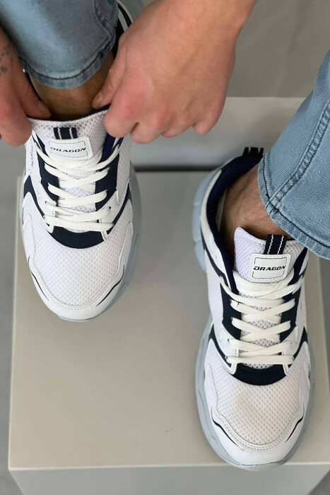 LACING ONE COLOR MEN SNEAKERS WHITE-BLUE/BABL - 4