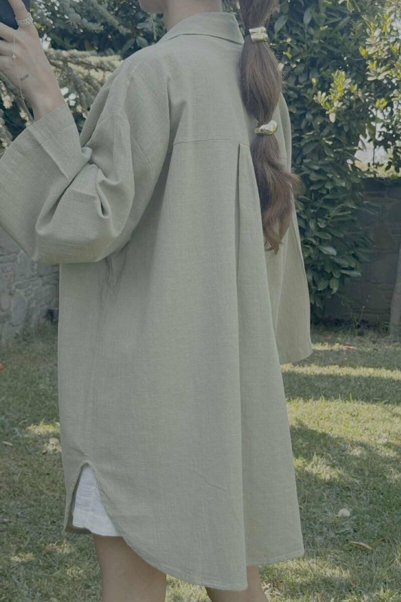 LACING ONE COLOR SIMPLE WOMEN SHIRT OLIVE/ULLI - 4