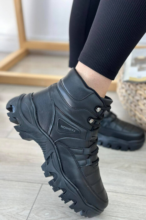 LACING ONE COLOR WOMAN BOOTS BLACK/ E ZEZE - 3