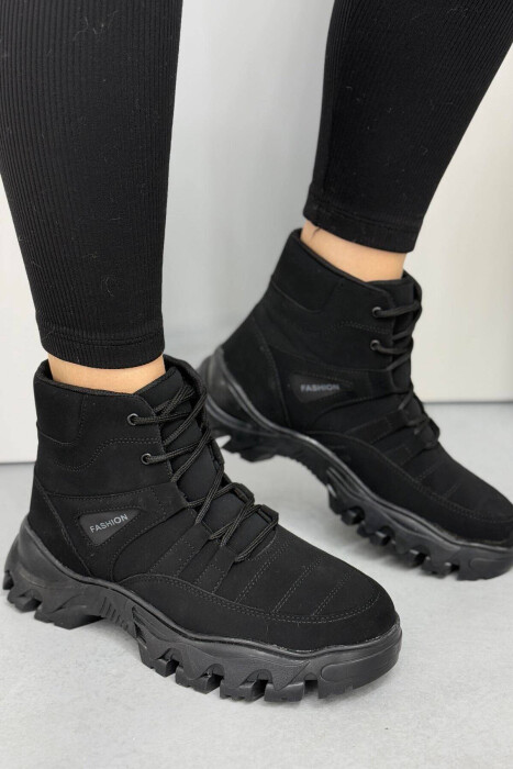 LACING ONE COLOR WOMAN BOOTS KAMOSH ZEZE / BLAck - KLAUDIO FASHION