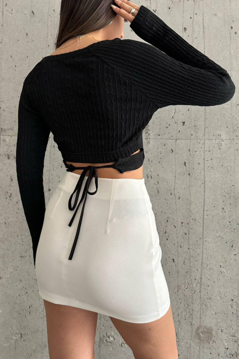 LACING ONE COLOR WOMAN CROP TOP BLACK/ E ZEZE - 2