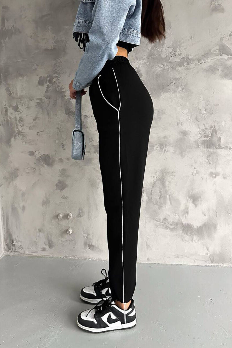 LACING ONE COLOR WOMAN TROUSERS BLACK/ E ZEZE - 1