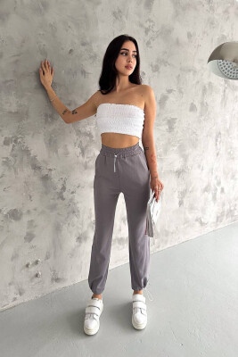 LACING ONE COLOR WOMAN TROUSERS GREY/GRI 