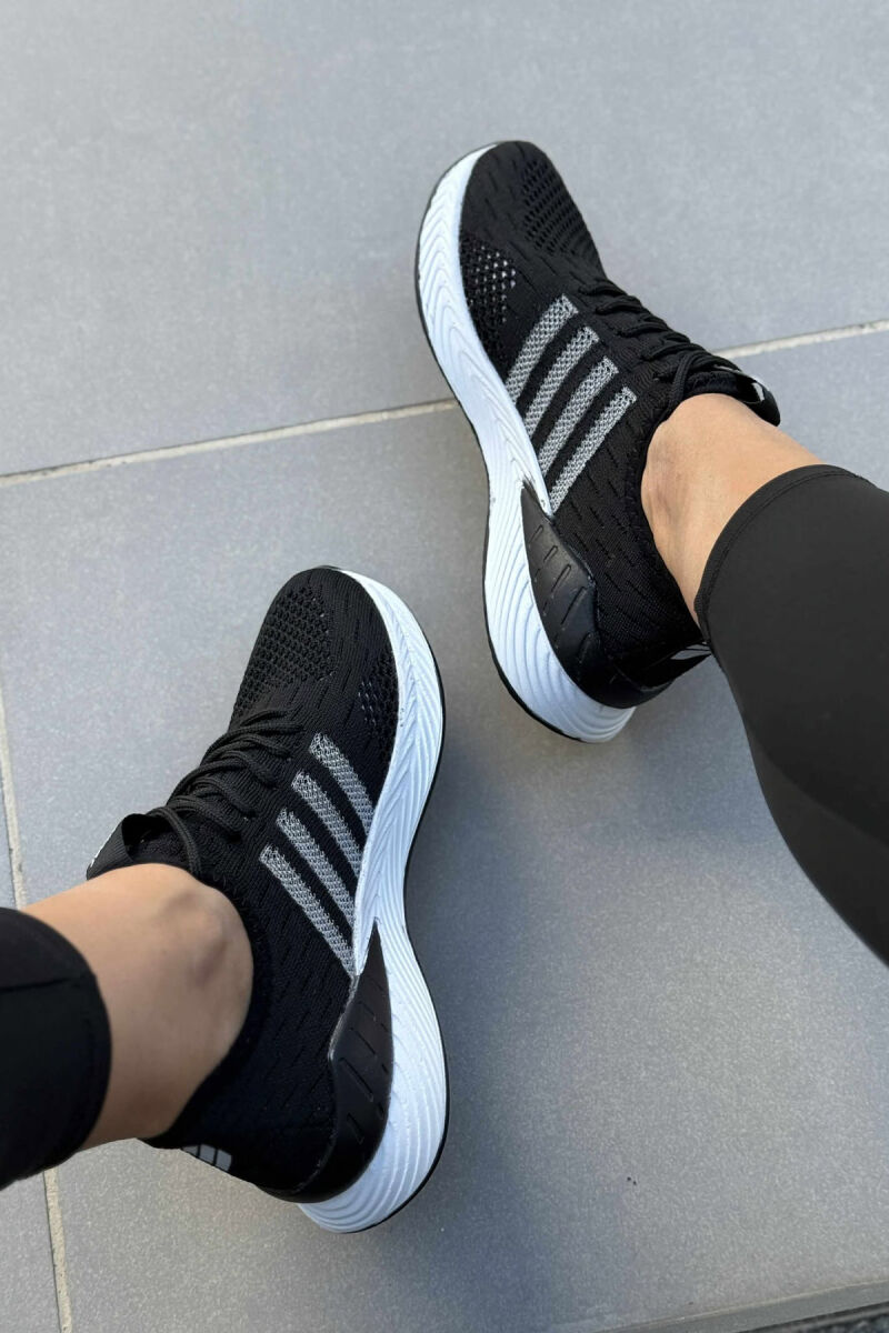 LACING PLATFORM LINES WOMAN SNEAKERS BLACK-WHITE/ZB - 5