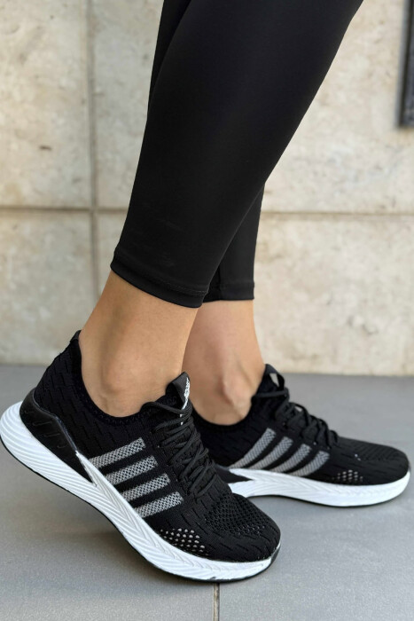 LACING PLATFORM LINES WOMAN SNEAKERS BLACK-WHITE/ZB - 1