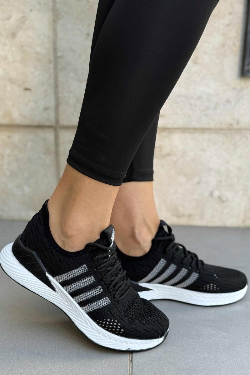 LACING PLATFORM LINES WOMAN SNEAKERS BLACK-WHITE/ZB - 1