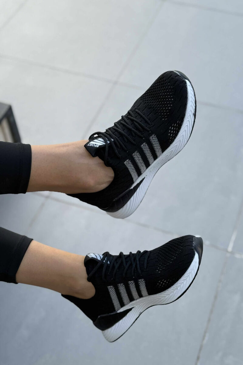 LACING PLATFORM LINES WOMAN SNEAKERS BLACK-WHITE/ZB - 4