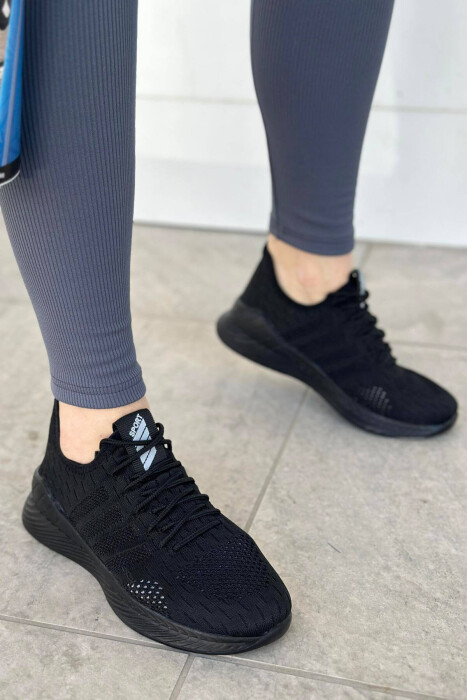 LACING PLATFORM LINES WOMAN SNEAKERS BLACK/ E ZEZE - KLAUDIO FASHION