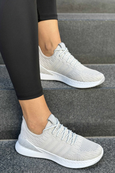 LACING PLATFORM LINES WOMAN SNEAKERS LIGHT GREY/GZ - 1