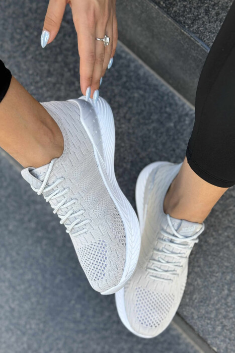 LACING PLATFORM LINES WOMAN SNEAKERS LIGHT GREY/GZ - 2