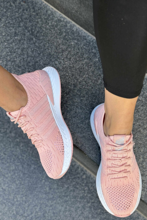 LACING PLATFORM LINES WOMAN SNEAKERS POWDER/PUDER - 4