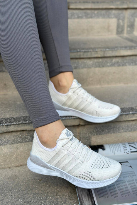 LACING PLATFORM LINES WOMAN SNEAKERS WHITE-E BARDHE - KLAUDIO FASHION