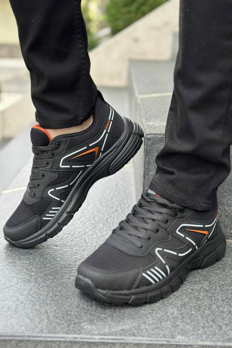 LACING PLATFORM MEN SNEAKERS BLACK-ORANGE/ZE-PO - KLAUDIO FASHION