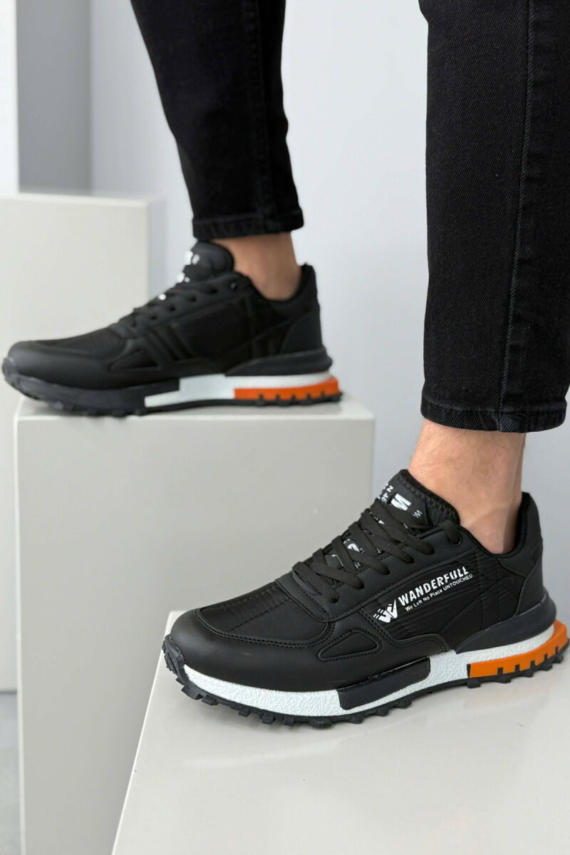 LACING PLATFORM MEN SNEAKERS BLACK-ORANGE/ZE-PO - 2