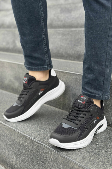 LACING PLATFORM MEN SNEAKERS BLACK-WHITE/ZB - KLAUDIO FASHION