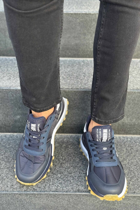 LACING PLATFORM MEN SNEAKERS DARK BLUE/BEE - 3