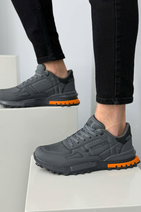 LACING PLATFORM MEN SNEAKERS DARK GREY+ORANGE/GEEPO - 2