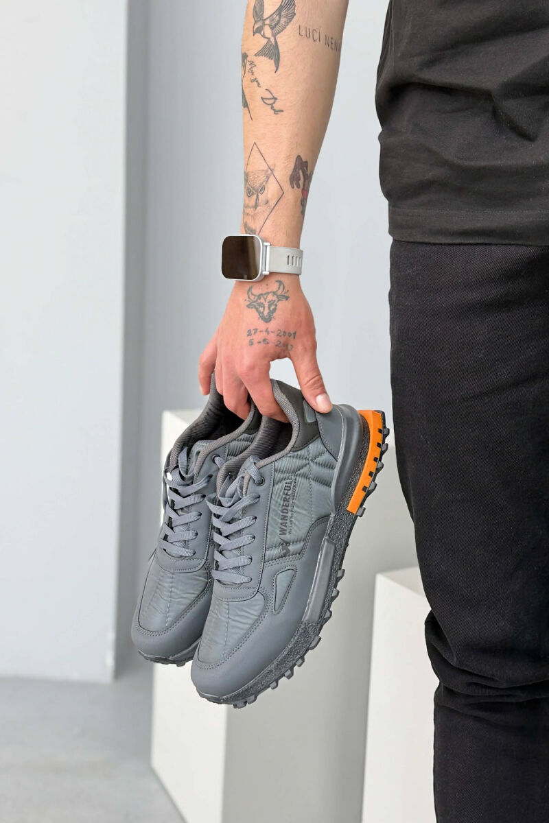 LACING PLATFORM MEN SNEAKERS DARK GREY+ORANGE/GEEPO - 6