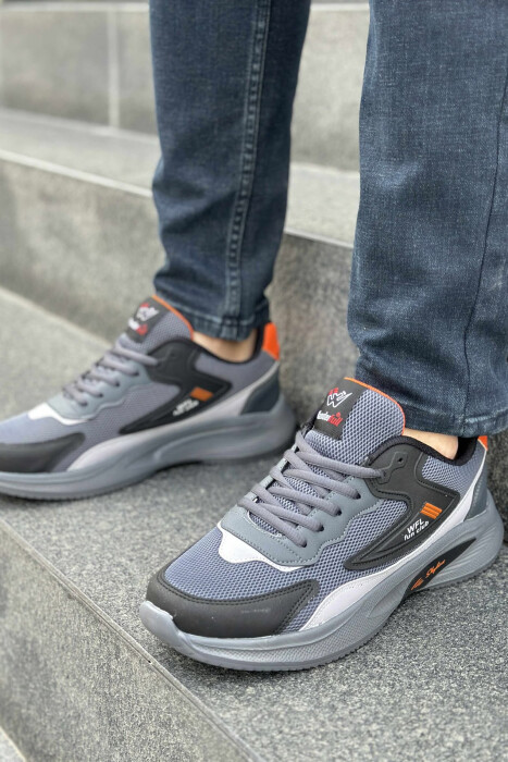 LACING PLATFORM MEN SNEAKERS DARK GREY+ORANGE/GEEPO - 1