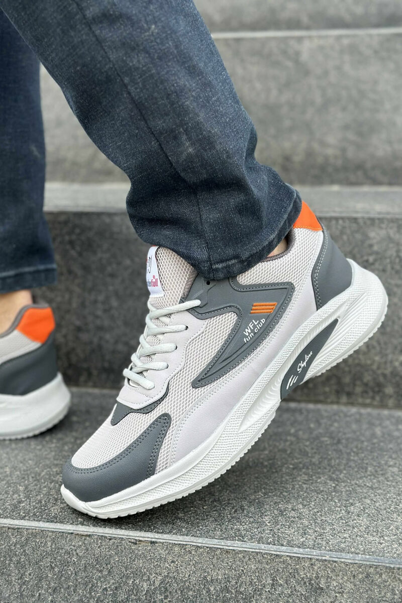 LACING PLATFORM MEN SNEAKERS LIGHT GREY-ORANGE/GZPO - 2
