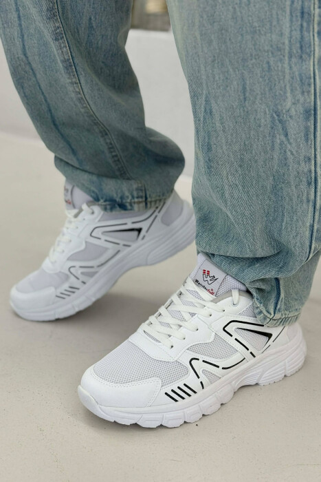 LACING PLATFORM MEN SNEAKERS WHITE-BLACK/BAZE - KLAUDIO FASHION