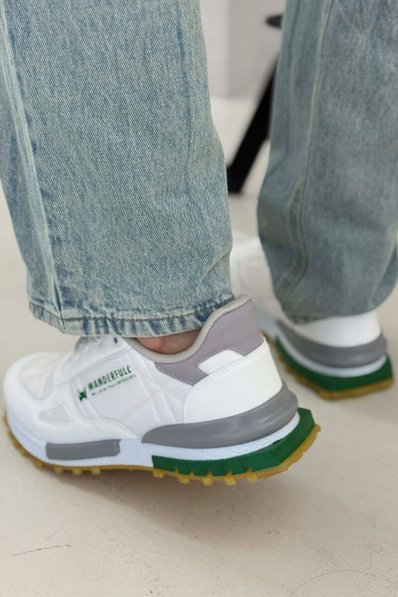 LACING PLATFORM MEN SNEAKERS WHITE/GREEN-BAJE - 2
