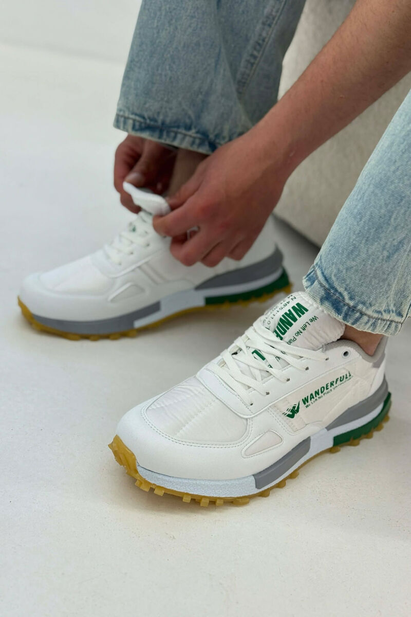 LACING PLATFORM MEN SNEAKERS WHITE/GREEN-BAJE - 3