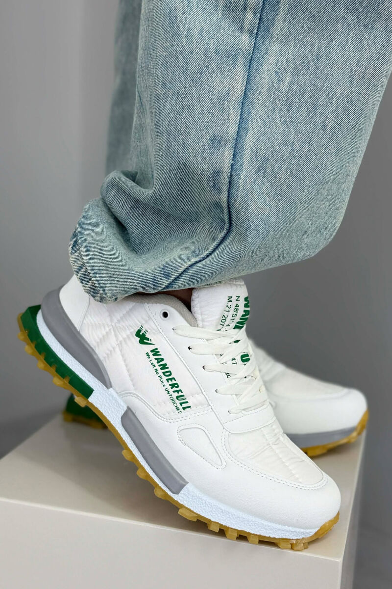 LACING PLATFORM MEN SNEAKERS WHITE/GREEN-BAJE - 5