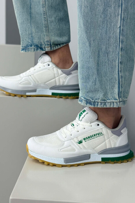 LACING PLATFORM MEN SNEAKERS WHITE/GREEN-BAJE - 7
