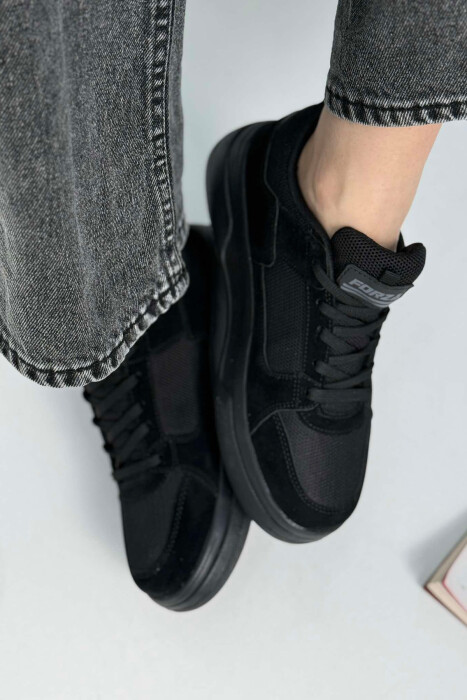 LACING PLATFORM ONE COLOR WOMEN SNEAKERS BLACK/ E ZEZE - 6