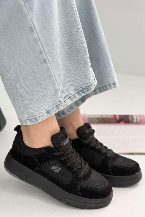 LACING PLATFORM ONE COLOR WOMEN SNEAKERS BLACK/ E ZEZE 