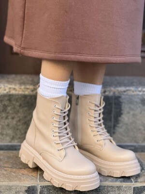 LACING PLATFORM WOMAN ANKLE BOOTS BEIGE/BEZHE 