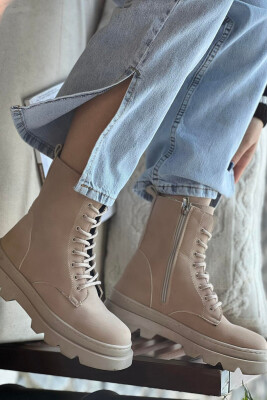 LACING PLATFORM WOMAN ANKLE BOOTS BEIGE/BEZHE 