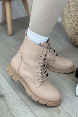 LACING PLATFORM WOMAN ANKLE BOOTS BEIGE/BEZHE 