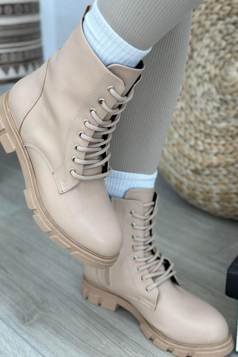 LACING PLATFORM WOMAN ANKLE BOOTS BEIGE/BEZHE - 2