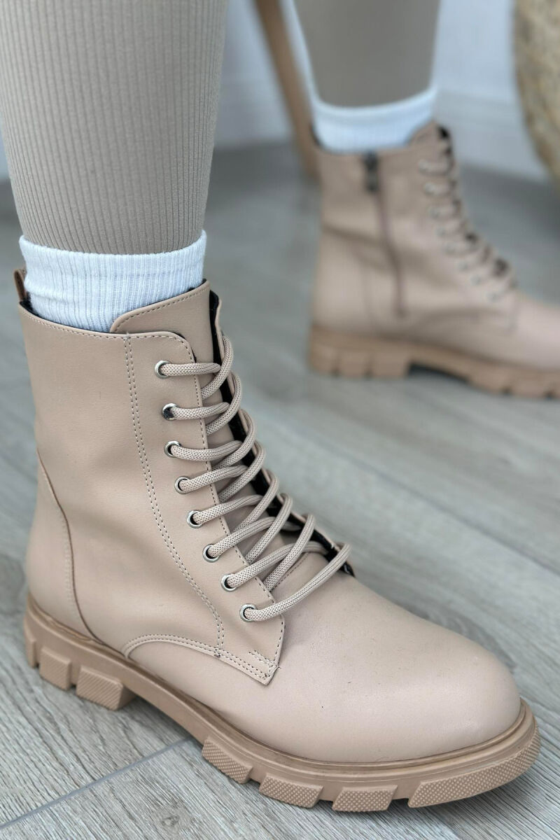 LACING PLATFORM WOMAN ANKLE BOOTS BEIGE/BEZHE - 3