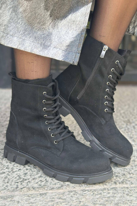 LACING PLATFORM WOMAN ANKLE BOOTS BLACK/ E ZEZE - 5