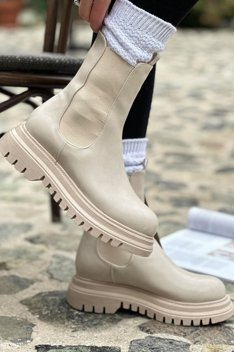 LACING PLATFORM WOMAN ANKLE BOOTS CREAM/KREM - 2