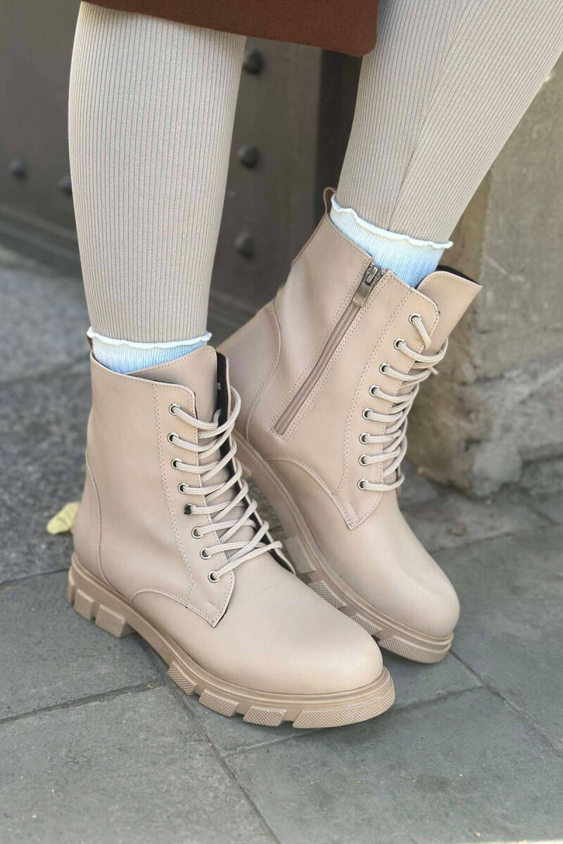 LACING PLATFORM WOMAN ANKLE BOOTS DARK BEIGE/BEZHE ERRET - 2