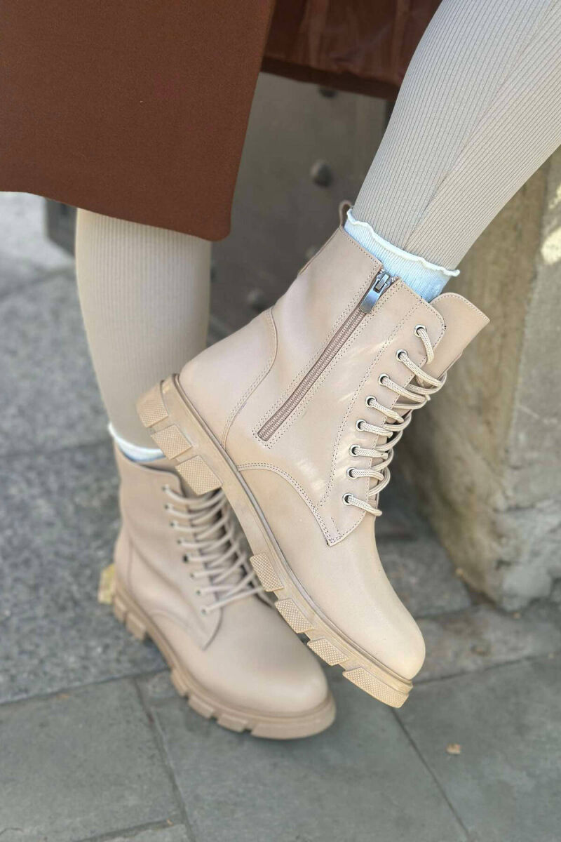 LACING PLATFORM WOMAN ANKLE BOOTS DARK BEIGE/BEZHE ERRET - 4