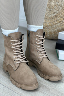 LACING PLATFORM WOMAN ANKLE BOOTS DARK BEIGE/BEZHE ERRET 